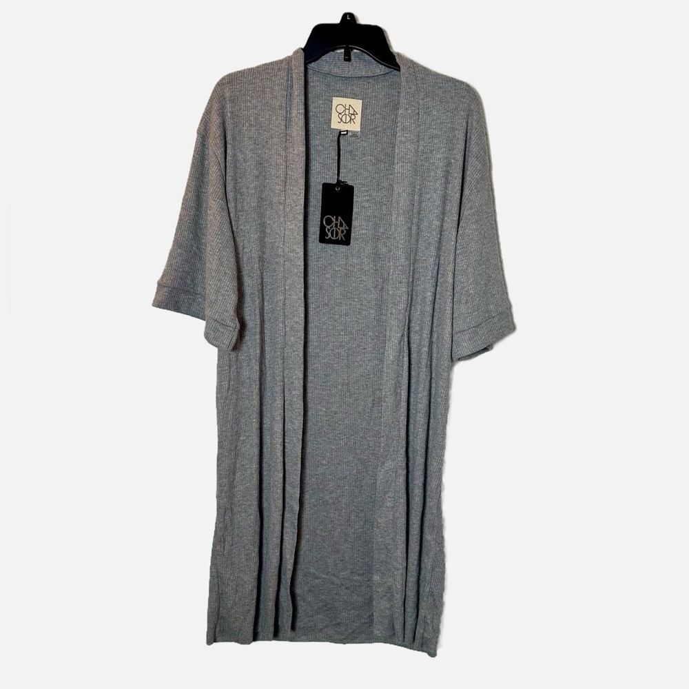 NWT Chaser Open Front Cardigan Duster Women Gray Casual Cozy Knit